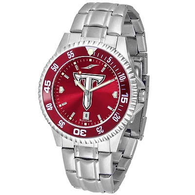 Cardinal Troy University Trojans Competitor Steel AnoChrome Color Bezel Watch