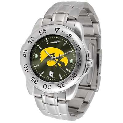 Black Iowa Hawkeyes Sport Steel AnoChrome Watch