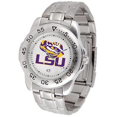White LSU Tigers Sport Steel Team Watch