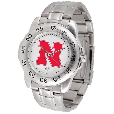 White Nebraska Huskers Sport Steel Watch