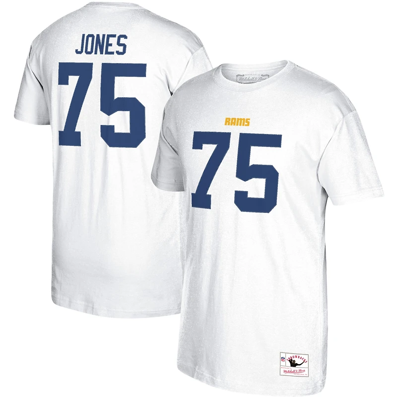 Men's Mitchell & Ness Deacon Jones White Los Angeles Rams Retired Player Logo Name & Number T-Shirt