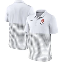 Men's Nike White/Gray Detroit Tigers Home Plate Striped Polo