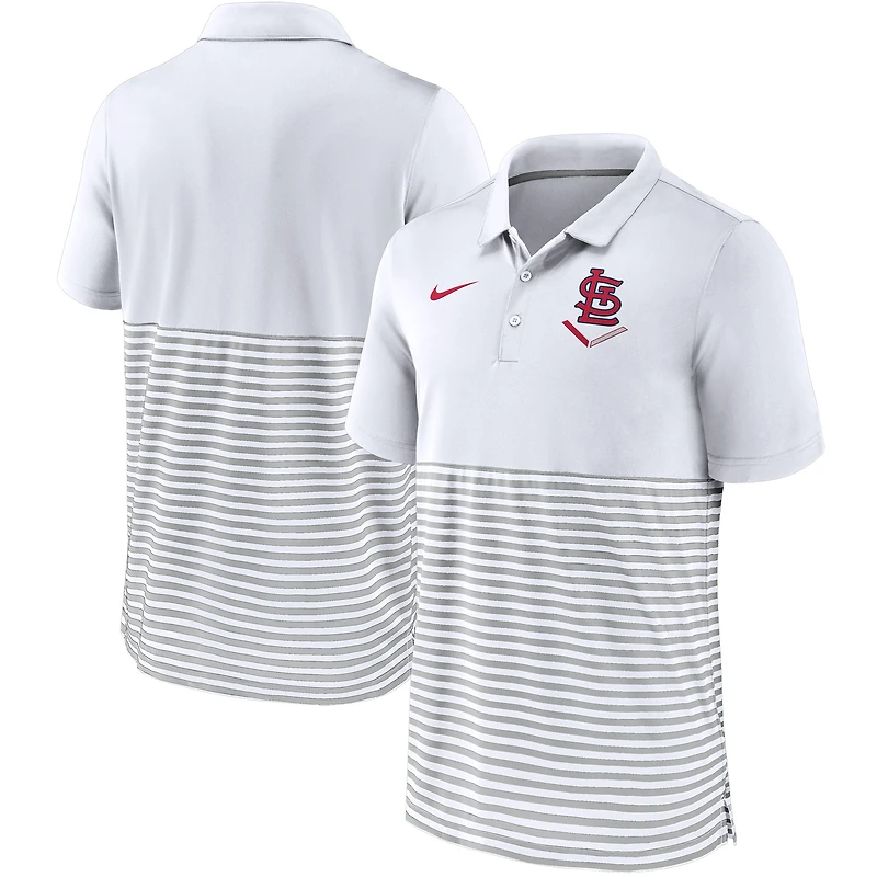 Men's Nike White/Gray St. Louis Cardinals Home Plate Striped Polo