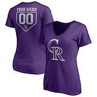 Women's Purple Colorado Rockies Personalized RBI Logo V-Neck T-Shirt