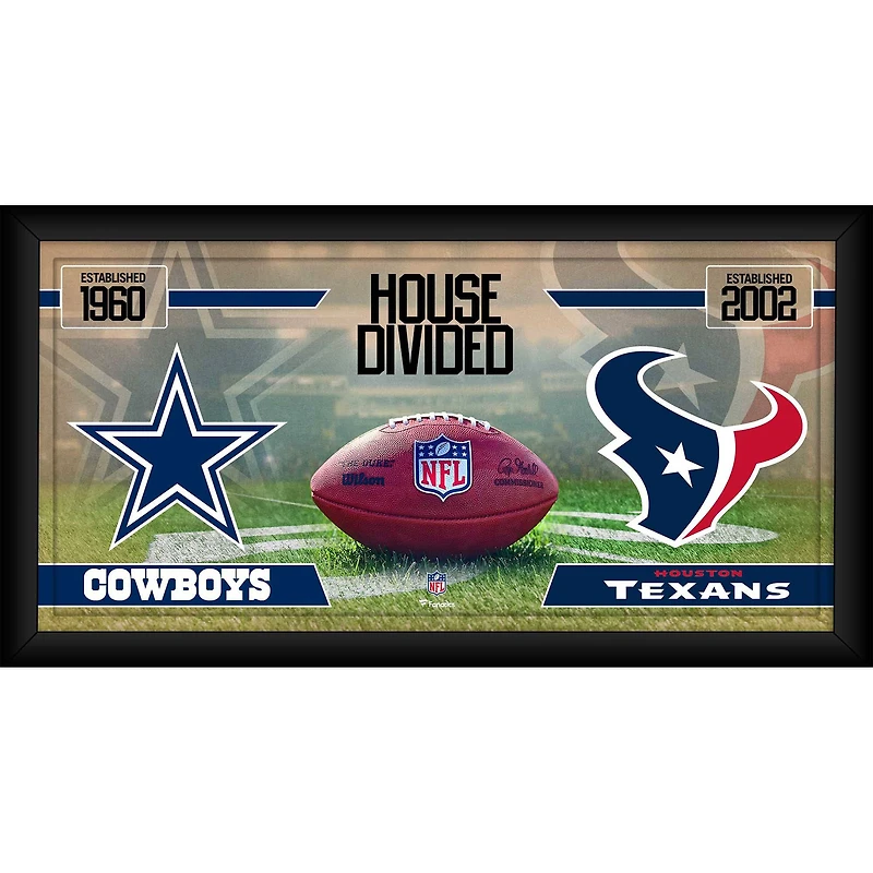 Dallas Cowboys vs. Houston Texans Framed 10" x 20" House Divided Football Collage