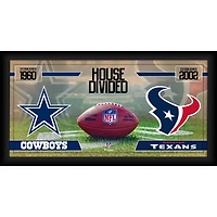 Dallas Cowboys vs. Houston Texans Framed 10" x 20" House Divided Football Collage