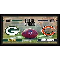 Green Bay Packers vs. Chicago Bears Framed 10" x 20" House Divided Football Collage
