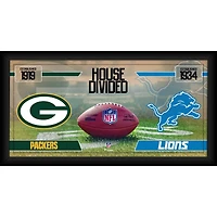 Green Bay Packers vs. Detroit Lions Framed 10" x 20" House Divided Football Collage