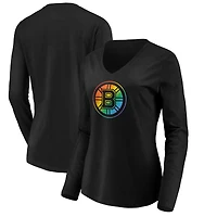 Women's Black Boston Bruins Team Pride Logo Long Sleeve V-Neck T-Shirt
