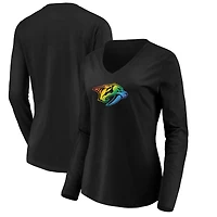 Women's Black Nashville Predators Team Pride Logo Long Sleeve V-Neck T-Shirt