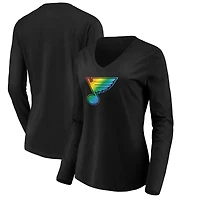 Women's Black St. Louis Blues Team Pride Logo Long Sleeve V-Neck T-Shirt