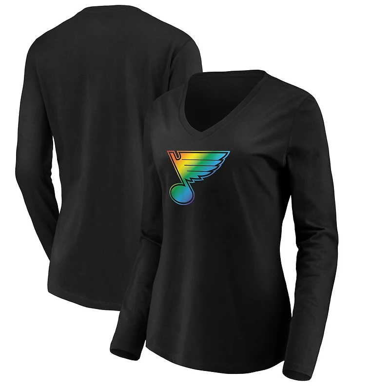 Women's Black St. Louis Blues Team Pride Logo Long Sleeve V-Neck T-Shirt