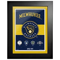 Milwaukee Brewers 12'' x 16'' Team Logos to History Framed Artwork