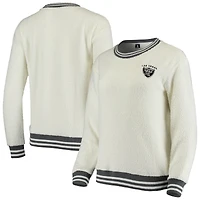 Women's Concepts Sport Cream/Charcoal Las Vegas Raiders Granite Knit Pullover Sweatshirt