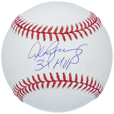 Alex Rodriguez New York Yankees Autographed Baseball with "3x MVP" Inscription