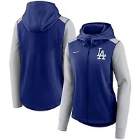 Women's Nike Royal/Gray Los Angeles Dodgers Authentic Collection Baseball Performance Full-Zip Hoodie