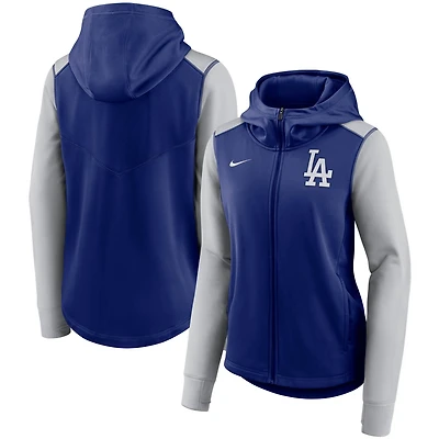 Women's Nike Royal/Gray Los Angeles Dodgers Authentic Collection Baseball Performance Full-Zip Hoodie