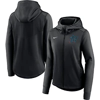 Women's Nike Black Miami Marlins Authentic Collection Baseball Performance Full-Zip Hoodie