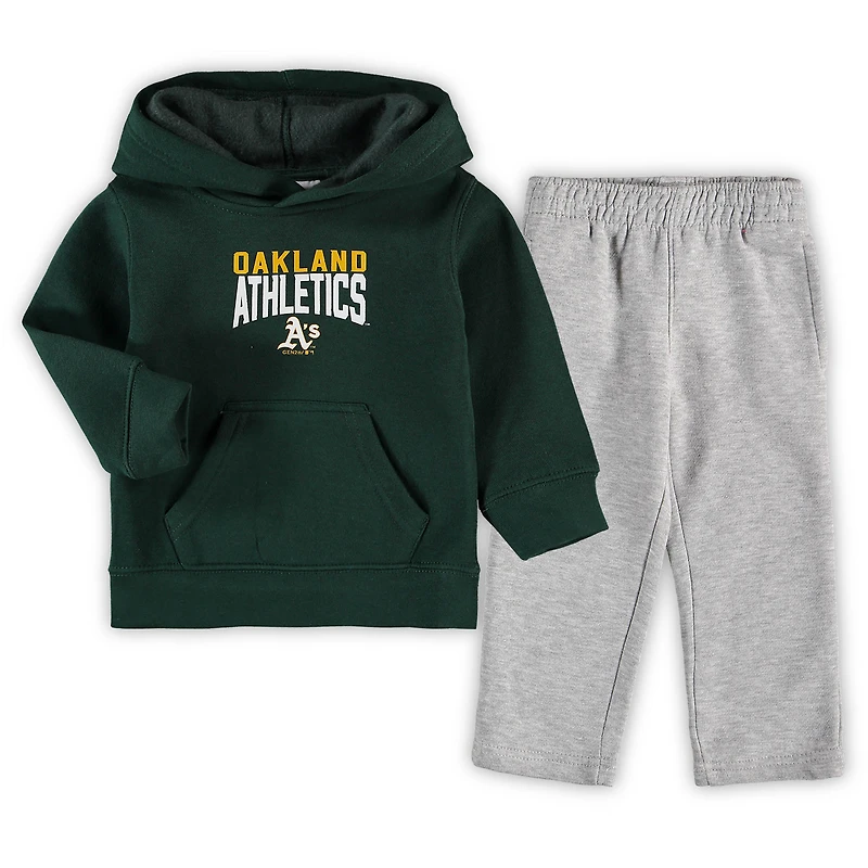 Toddler Green/Heathered Gray Athletics Fan Flare Fleece Hoodie and Pants Set