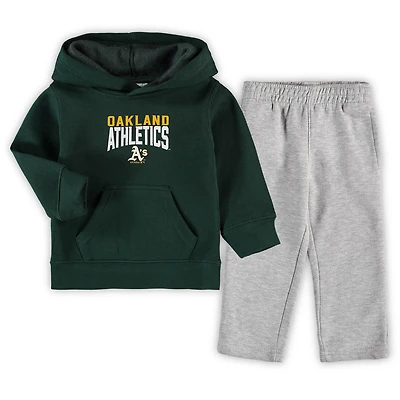 Toddler Green/Heathered Gray Athletics Fan Flare Fleece Hoodie and Pants Set