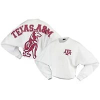 Women's White Texas A&M Aggies Raw Hem Cropped Spirit Jersey Long Sleeve T-Shirt