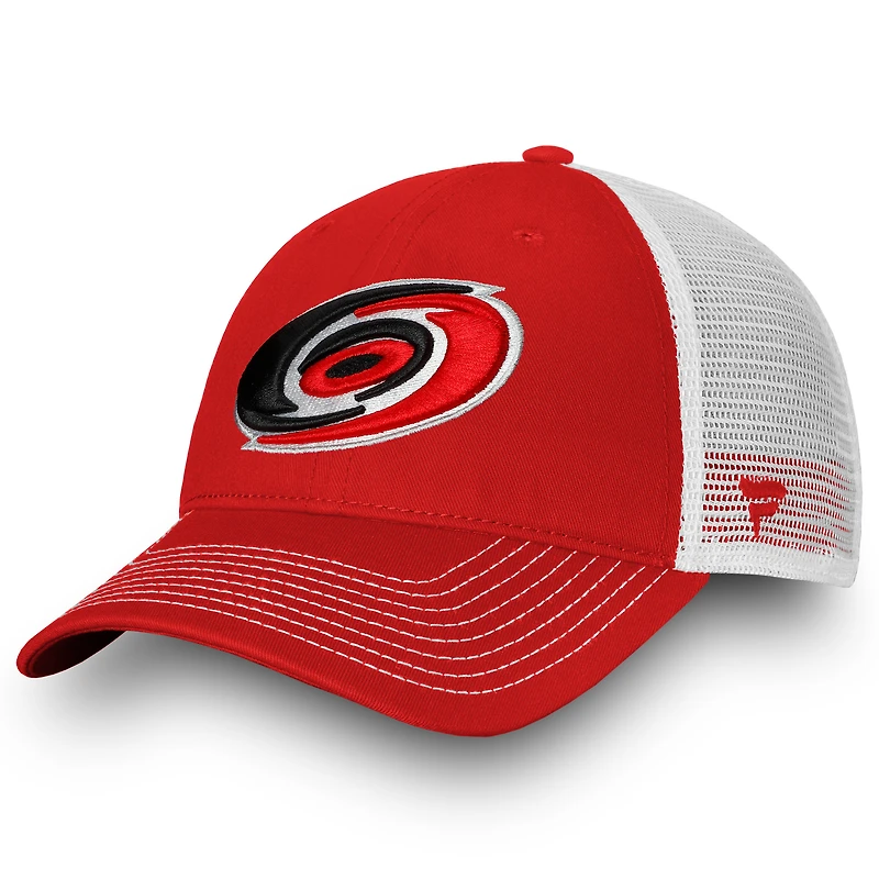 Men's Fanatics Red/White Carolina Hurricanes Core Primary Logo Trucker Adjustable Hat