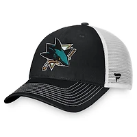 Men's Fanatics Black/White San Jose Sharks Core Primary Logo Trucker Adjustable Hat
