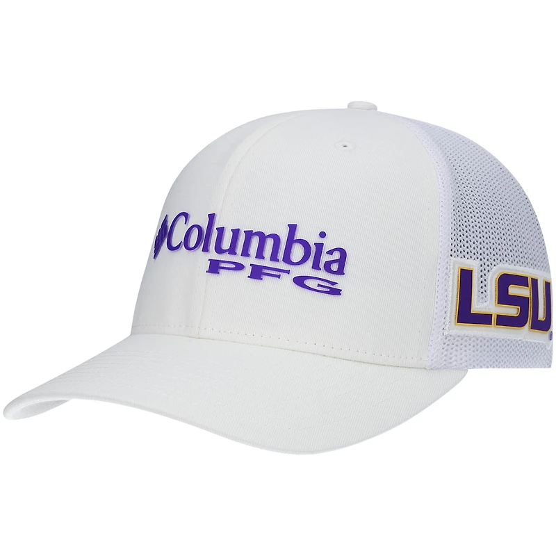 Men's Columbia White LSU Tigers PFG Snapback Hat