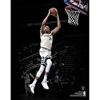 Giannis Antetokounmpo Milwaukee Bucks Fanatics Authentic Unsigned Dunk White Jersey Spotlight Photograph