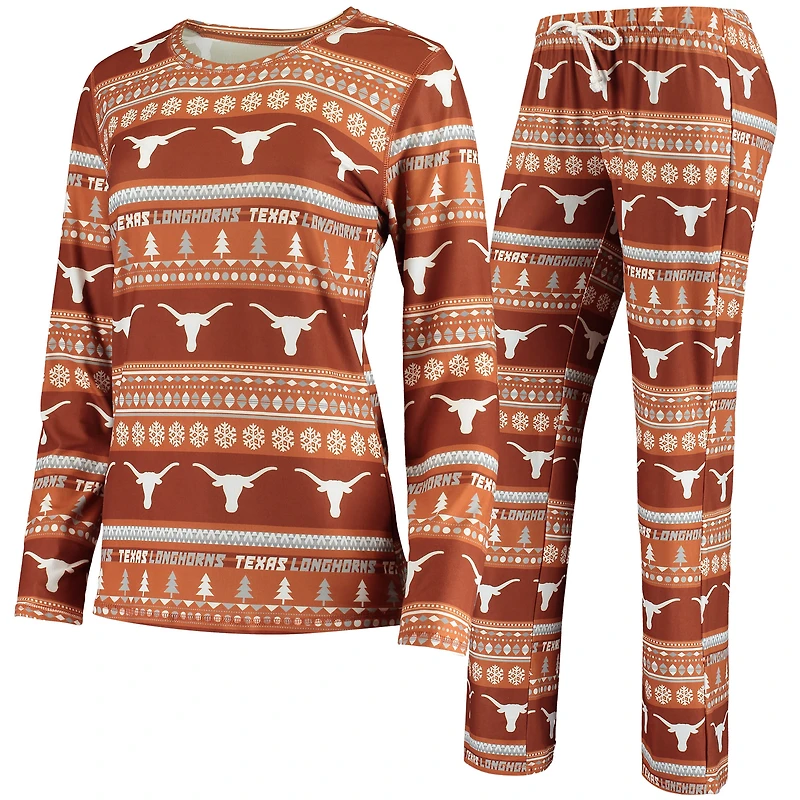 Women's Concepts Sport Texas Orange Texas Longhorns Holiday Long Sleeve Top & Pants Sleep Set