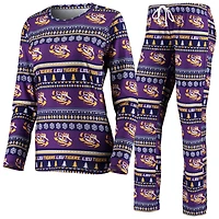 Women's Concepts Sport Purple LSU Tigers Holiday Long Sleeve Top & Pants Sleep Set