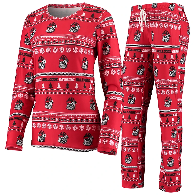 Women's Concepts Sport Red Georgia Bulldogs Holiday Long Sleeve Top & Pants Sleep Set