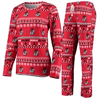 Women's Concepts Sport Red Georgia Bulldogs Holiday Long Sleeve Top & Pants Sleep Set