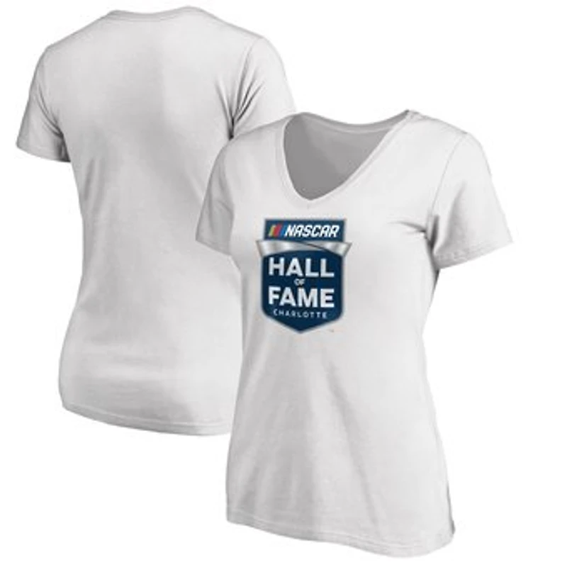 Women's White NASCAR Hall of Fame V-Neck T-Shirt