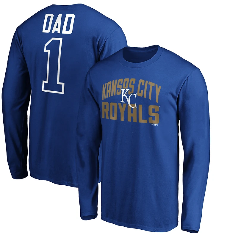Men's Royal Kansas City Royals Father's Day #1 Dad Long Sleeve T-Shirt