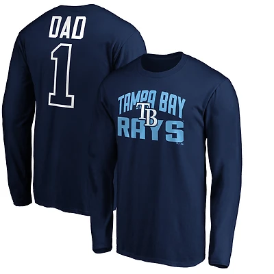 Men's Navy Tampa Bay Rays Father's Day #1 Dad Long Sleeve T-Shirt