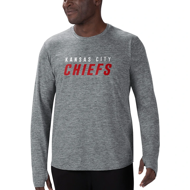 Men's MSX by Michael Strahan Gray Kansas City Chiefs Base Long Sleeve T-Shirt
