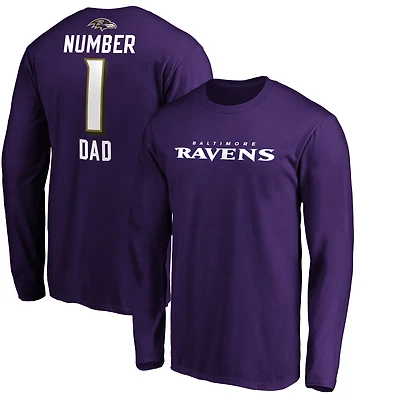 Men's Purple Baltimore Ravens #1 Dad Long Sleeve Team Logo T-Shirt