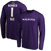 Men's Purple Baltimore Ravens #1 Dad Long Sleeve Team Logo T-Shirt