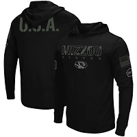 Men's Colosseum Black Missouri Tigers OHT Military Appreciation Hoodie Long Sleeve T-Shirt