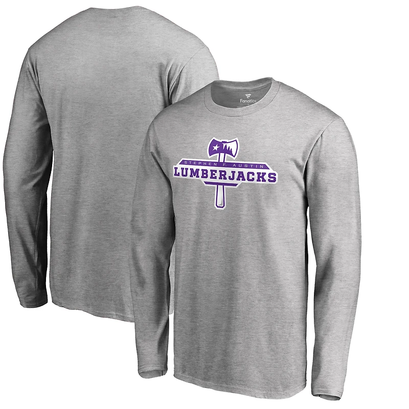 Men's Heather Gray Stephen F Austin Lumberjacks Secondary Logo Long Sleeve T-Shirt