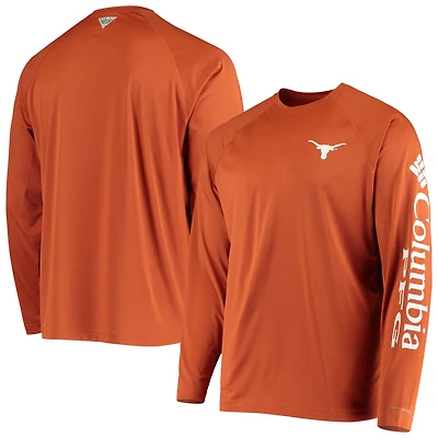 Men's Columbia Texas Orange Texas Longhorns Terminal Tackle Omni-Shade Raglan Long Sleeve T-Shirt
