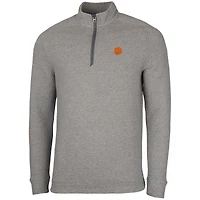 Men's Cutter & Buck Heather Gray Clemson Tigers Coastal Half-Zip Pullover Jacket