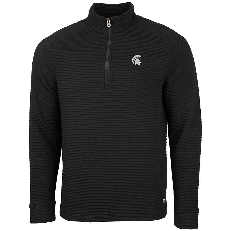 Men's Cutter & Buck Black Michigan State Spartans Coastal Half-Zip Pullover Jacket