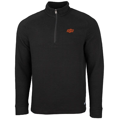 Men's Cutter & Buck Black Oklahoma State Cowboys Coastal Half-Zip Pullover Jacket