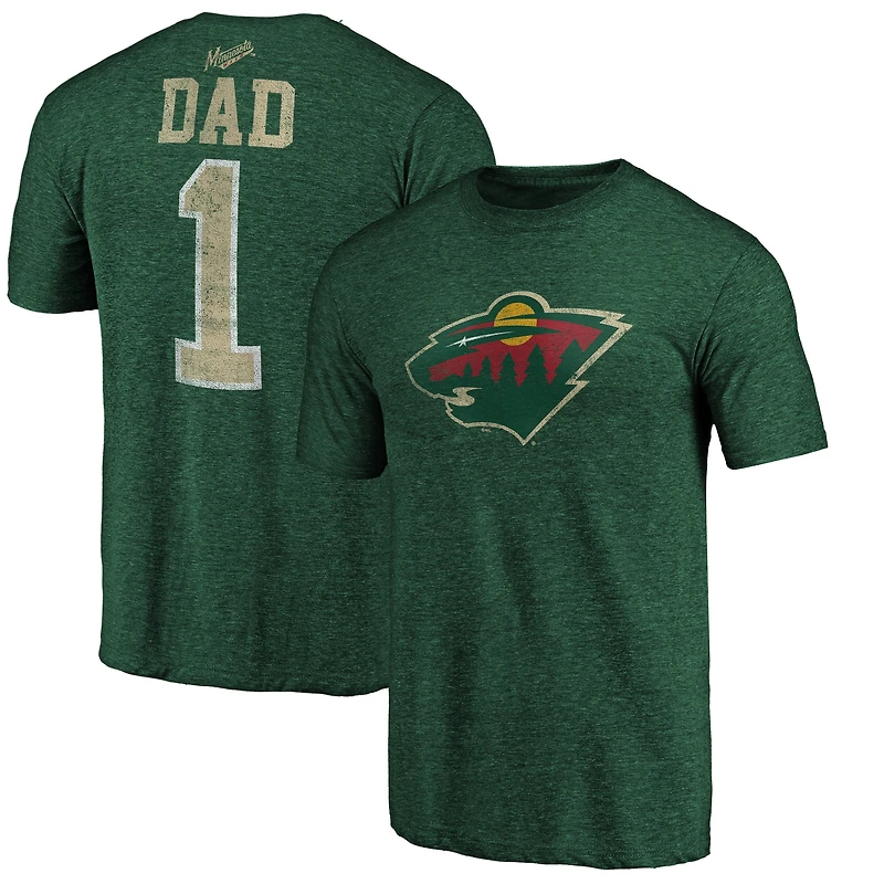 Men's Green Minnesota Wild Greatest Dad Tri-Blend T-Shirt