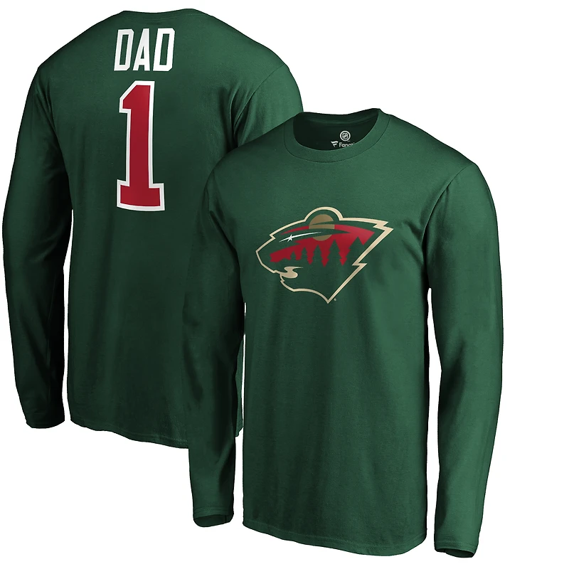 Men's Green Minnesota Wild #1 Dad Long Sleeve T-Shirt