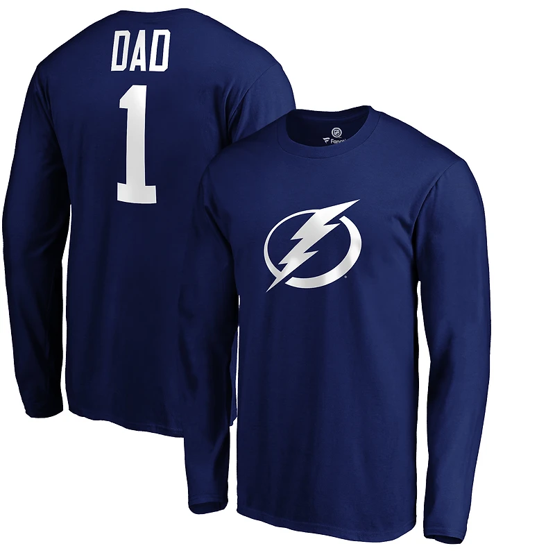 Men's Blue Tampa Bay Lightning #1 Dad Long Sleeve T-Shirt