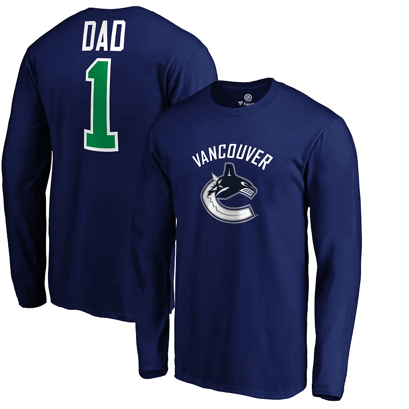 Men's Blue Vancouver Canucks #1 Dad Long Sleeve T-Shirt