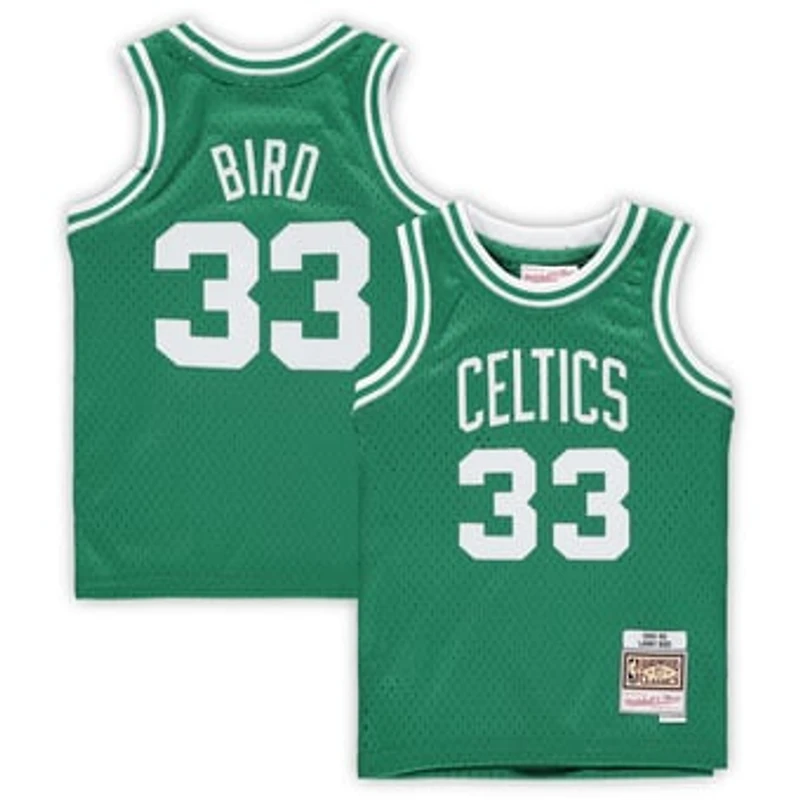 Preschool Mitchell & Ness Larry Bird Kelly Green Boston Celtics 1985/86 Hardwood Classics Throwback Team Jersey
